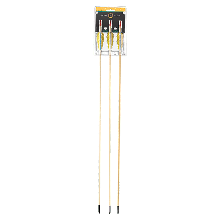EK Archery Natural Wooden Feather Arrows 28" - Pack of 3 - Image 3